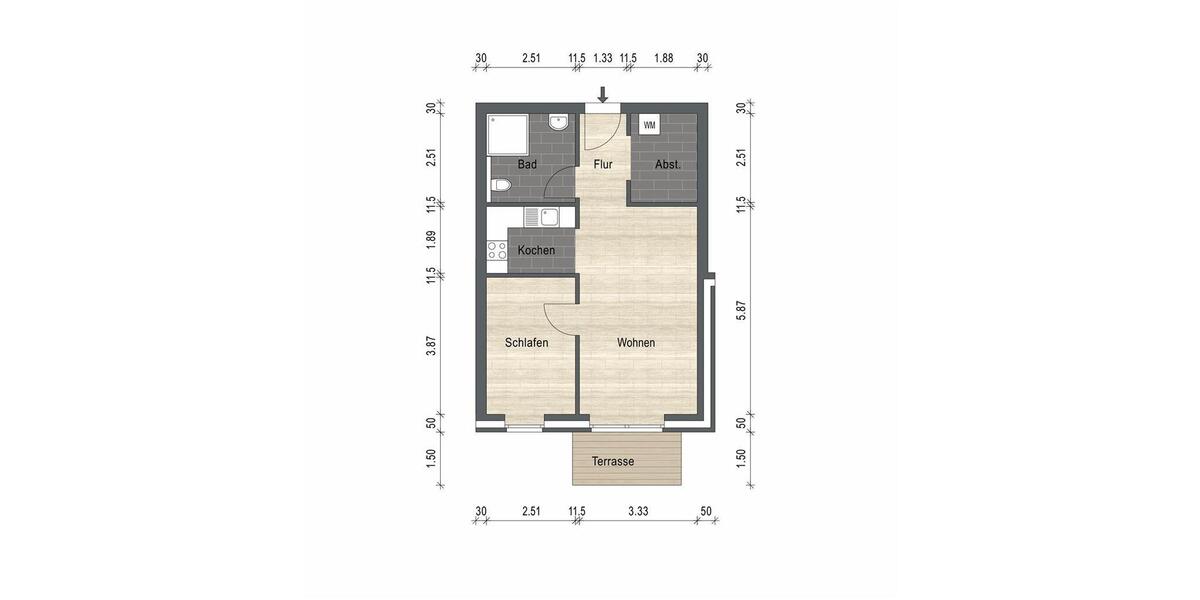 Erdgeschoßwohnung Schortens - 2 Zimmer, 50 m&sup2;, 560&euro; | Angebot:25542249
