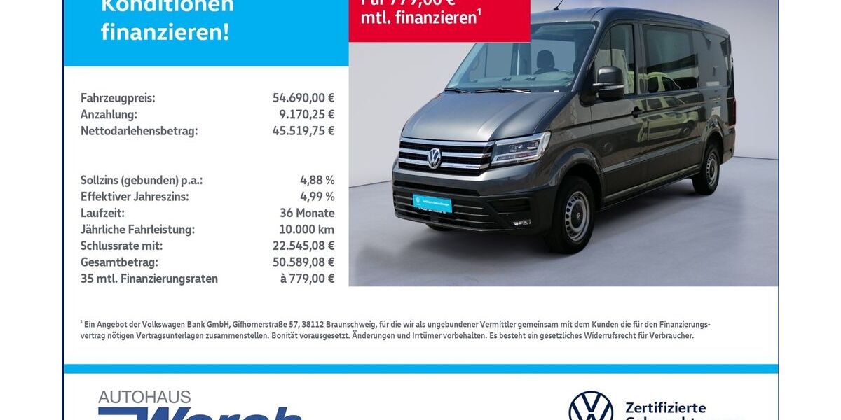 VW Crafter 9.060 km 51.889 &euro; Südharz 06536
