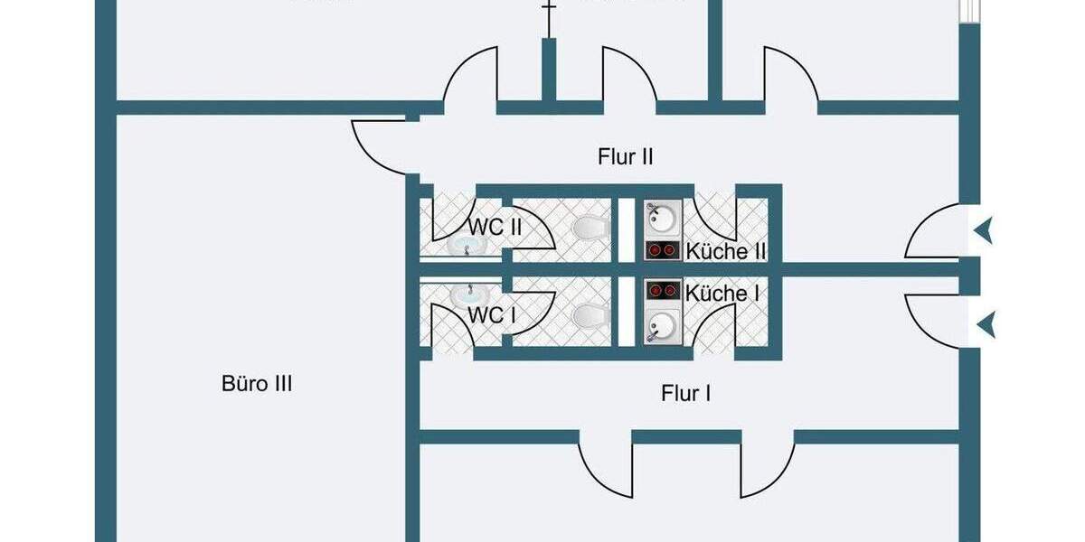 Zwei leerstehende Büroeinheiten zimmer