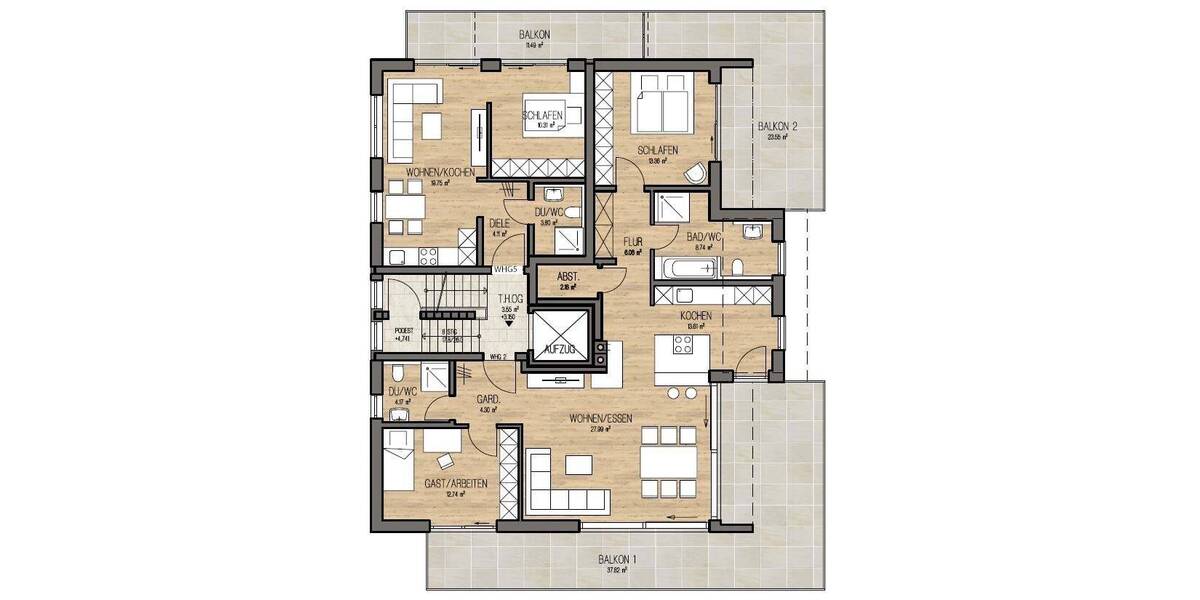 Etagenwohnung Garmisch-Partenkirchen Garmisch - 2 Zimmer, 44 m&sup2;, 517.900&euro; | Angebot:26449948