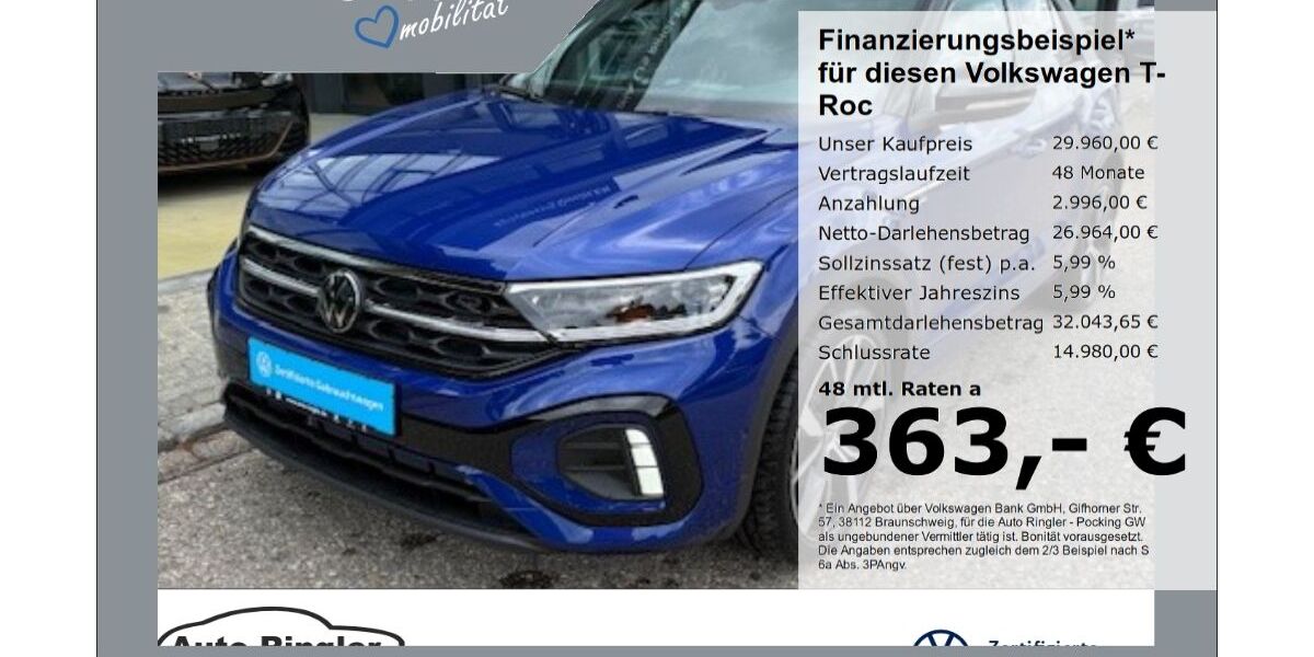 VW T-Roc 6.990 km 29.960 &euro; Pocking 94060