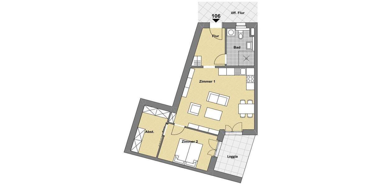 Etagenwohnung Pfinztal Berghausen - 2 Zimmer, 64 m&sup2;, 350.000&euro; | Angebot:24860384