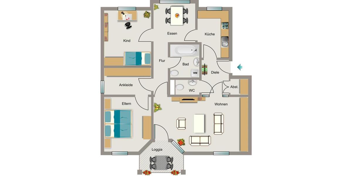 Erdgeschoßwohnung Voerde (Niederrhein) - 3.5 Zimmer, 77 m&sup2;, 420&euro; | Angebot:26187027