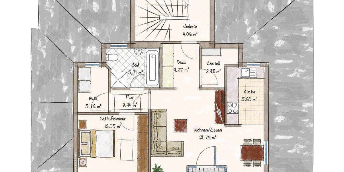 Etagenwohnung Hude (Oldenburg) Hude - 2 Zimmer, 75 m&sup2;, 197.000&euro; | Angebot:25689731