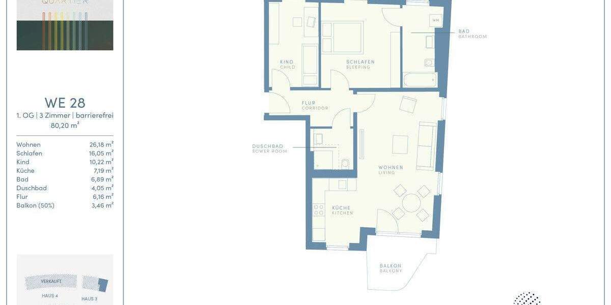 Etagenwohnung Erding St. Paul - 3 Zimmer, 80 m&sup2;, 639.000&euro; | Angebot:25712037