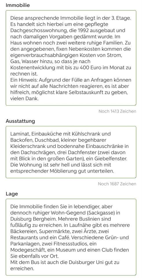 Wohnung Duisburg-Rheinhausen zimmer