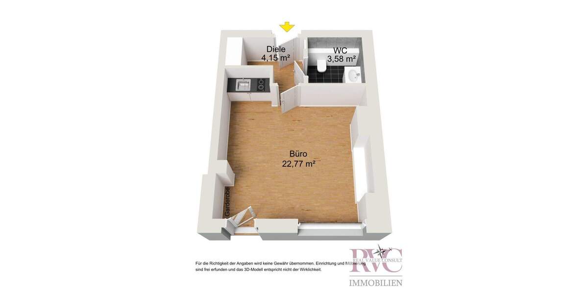 Gewerbeobjekt Freilassing - 1 Zimmer, 22 m&sup2;, 500&euro; | Angebot:26244541