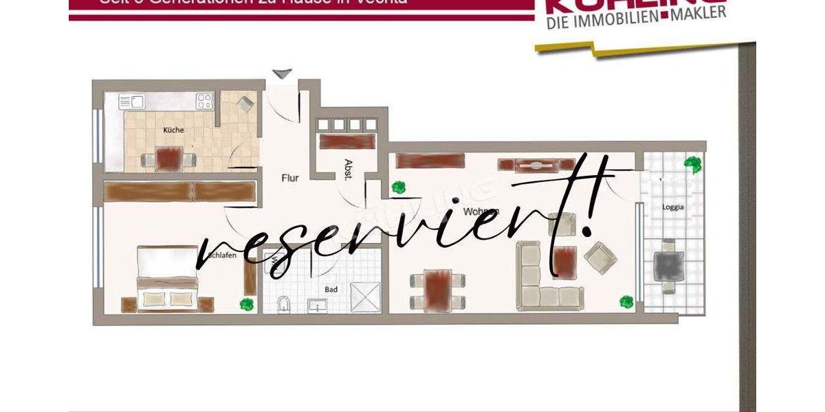 Etagenwohnung Vechta - 2 Zimmer, 67 m&sup2;, 162.000&euro; | Angebot:24635532