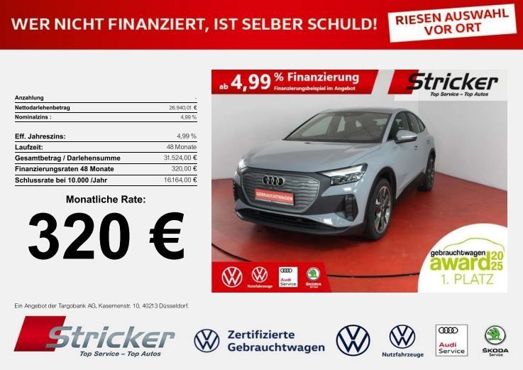 Audi Q4 e-tron 57.247 km 25.989 € Detmold 32760
