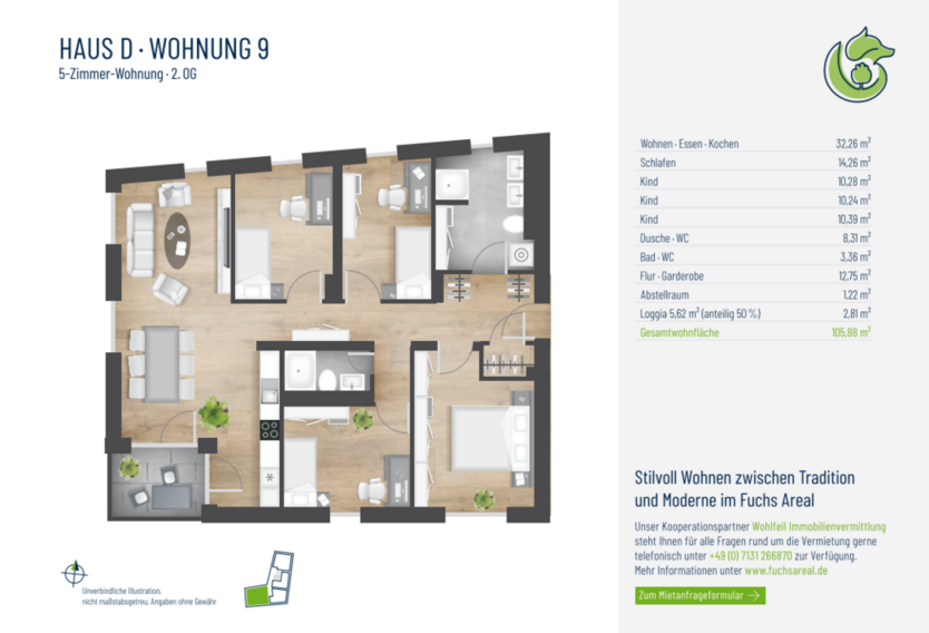 Wohnung zum Mieten in Heilbronn 1.650 € 105.88 m²