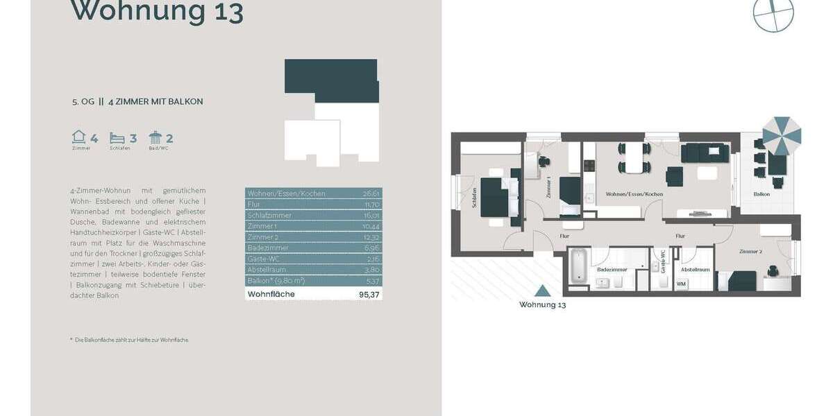 Etagenwohnung Bad Säckingen - 4 Zimmer, 95 m&sup2;, 534.000&euro; | Angebot:26373655