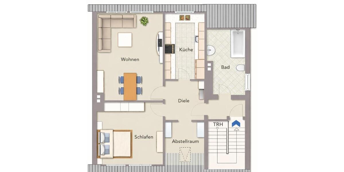 Dachgeschoßwohnung Bottrop Ebel - 2.5 Zimmer, 56 m&sup2;, 550&euro; | Angebot:25484216