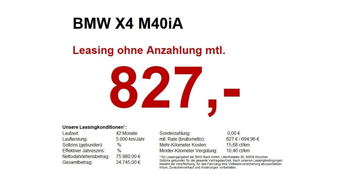 BMW X4 M40 13.422 km 75.980 &euro; Heilbronn 74076