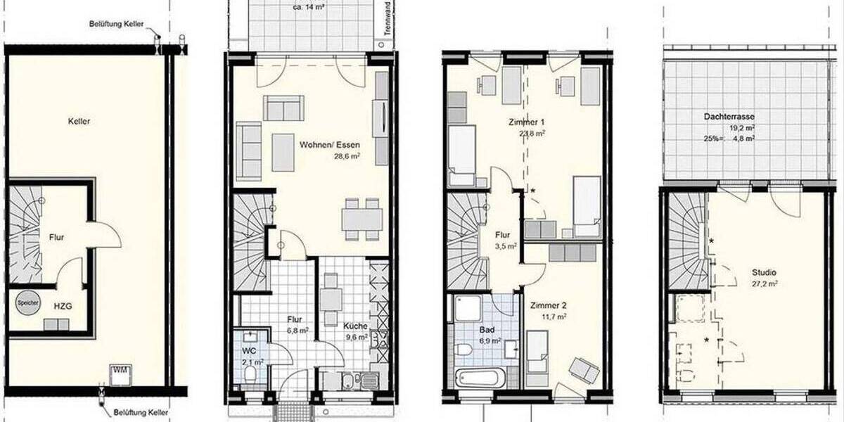Reihenmittelhaus Wentorf bei Hamburg - 5 Zimmer, 130 m&sup2;, 1.890&euro; | Angebot:26433979