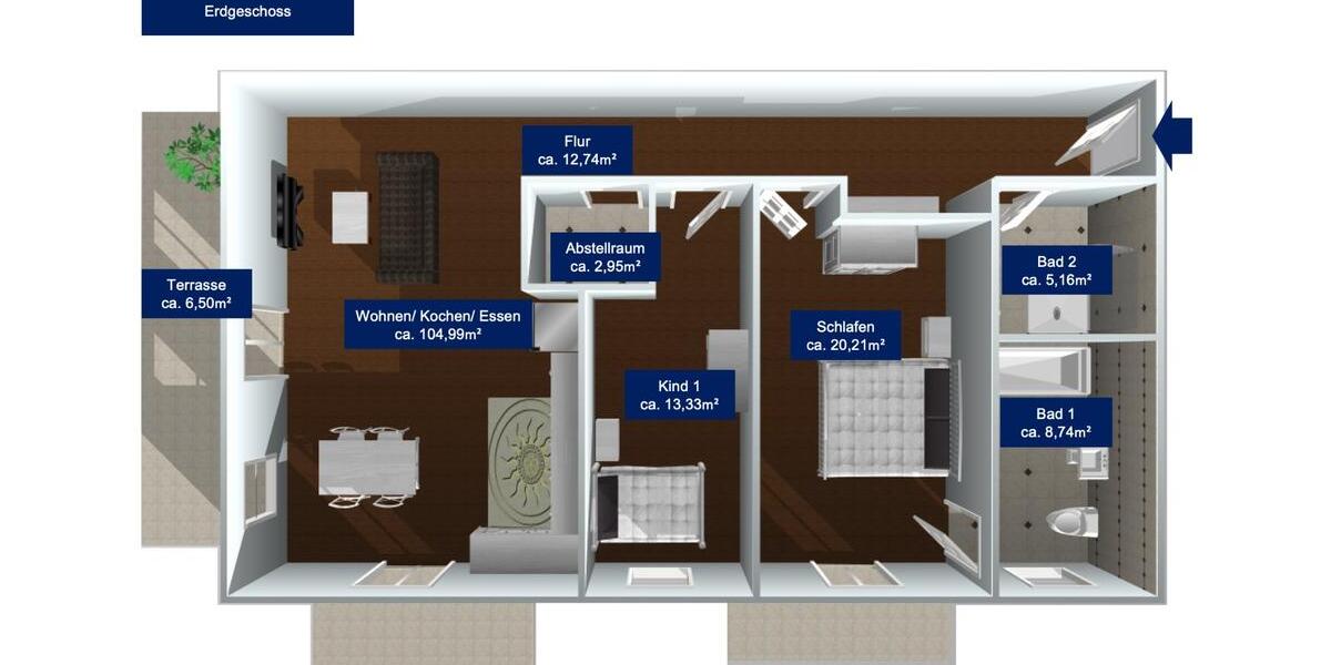 Erdgeschoßwohnung Türkheim - 3 Zimmer, 105 m&sup2;, 1.500&euro; | Angebot:26676158