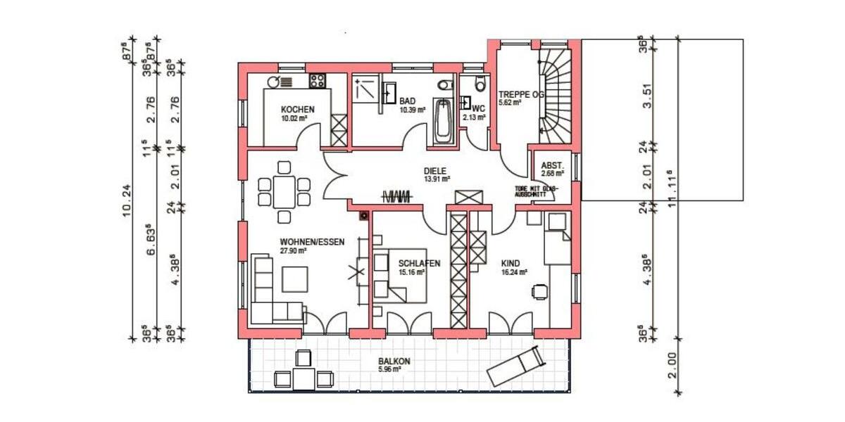 Etagenwohnung Haigerloch - 3 Zimmer, 104 m&sup2;, 1.040&euro; | Angebot:24661640