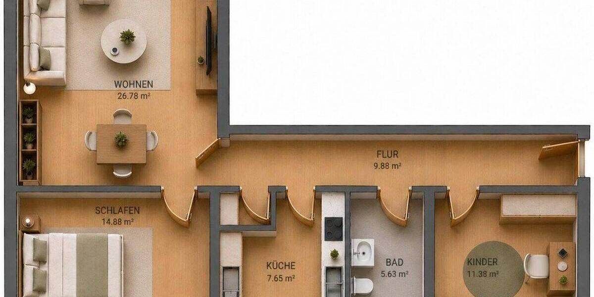 Etagenwohnung Weinheim Weststadt - 3 Zimmer, 86 m&sup2;, 269.000&euro; | Angebot:26825458