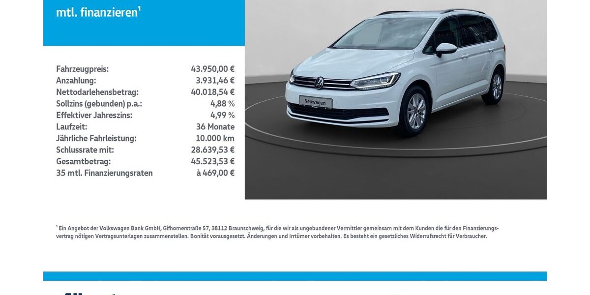 VW Touran 4.900 km 43.950 &euro; Nordhausen 99734