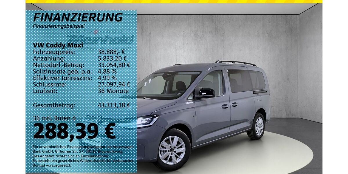 VW Caddy Maxi 1.010 km 38.888 &euro; Auerbach/Rebesgrün 08209