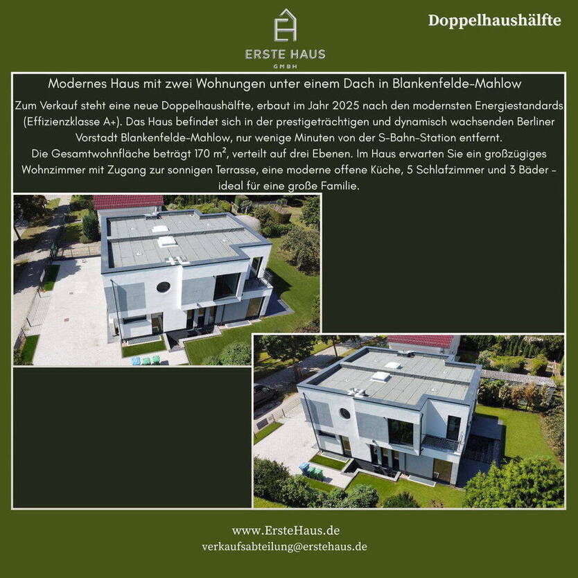 Modernes Neubau-Haus 2025 (A+) mit EinliegerWohnung - 170 m², 5 SZ, 3 Bäder, provisionsfrei