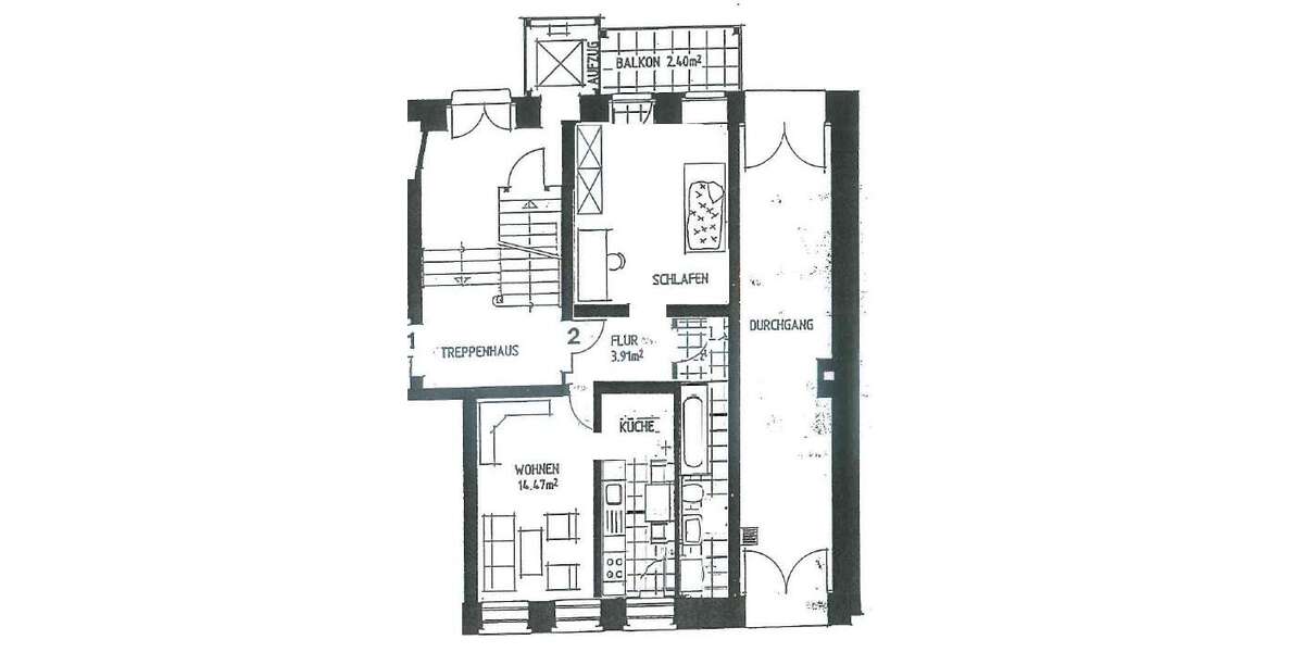 Etagenwohnung Leipzig Schönefeld-Abtnaundorf - 2 Zimmer, 45 m&sup2;, 112.500&euro; | Angebot:26336332