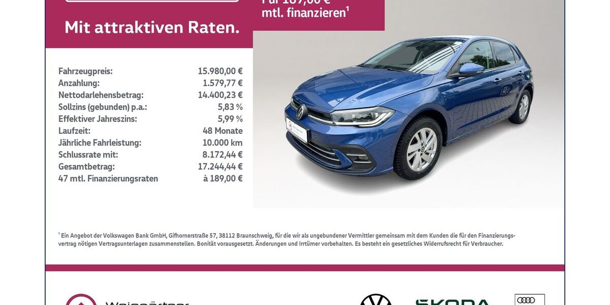 VW Polo 68.800 km 15.980 &euro; Miesbach 83714
