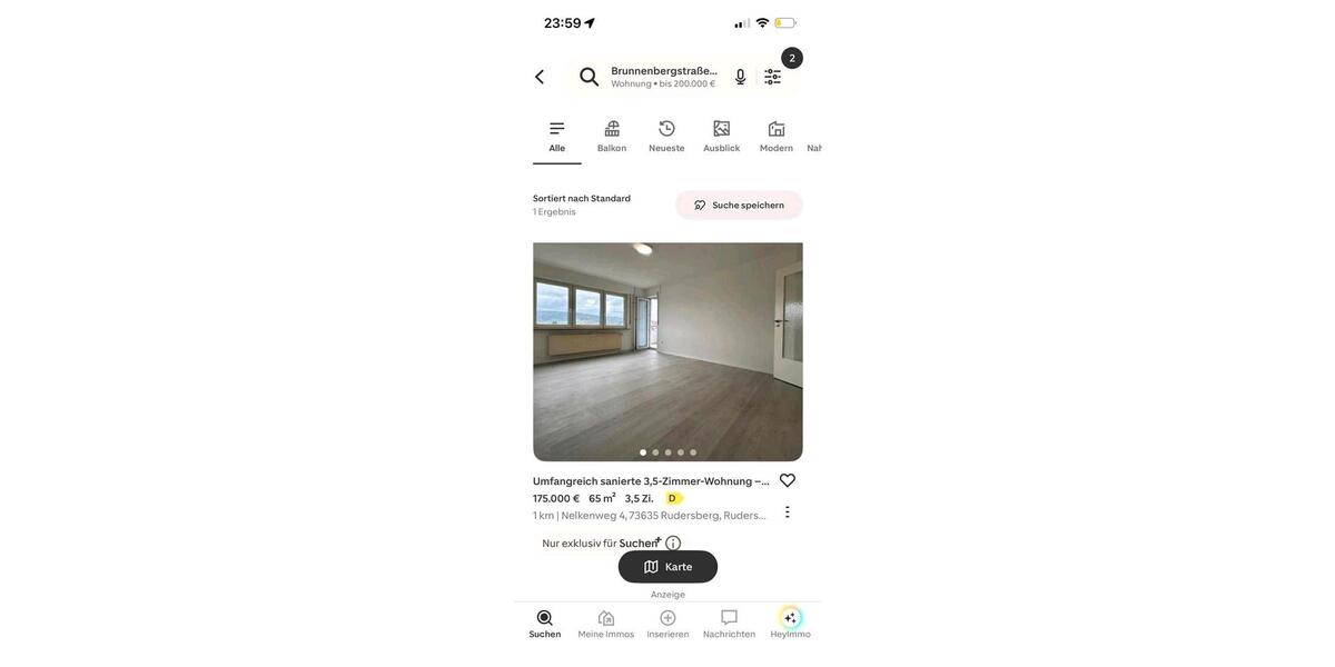 Etagenwohnung Rudersberg - 3.5 Zimmer, 65 m&sup2;, 175.000&euro; | Angebot:26336211