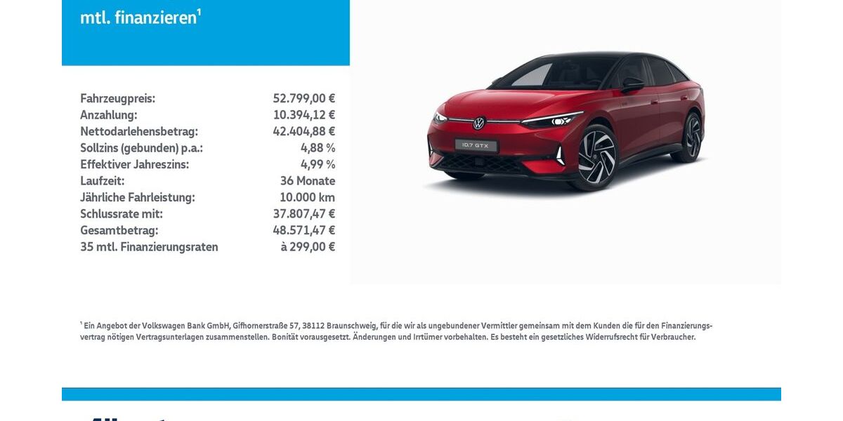 VW ID.7 18.972 km 52.799 &euro; Leinefelde-Worbis/DE 37327