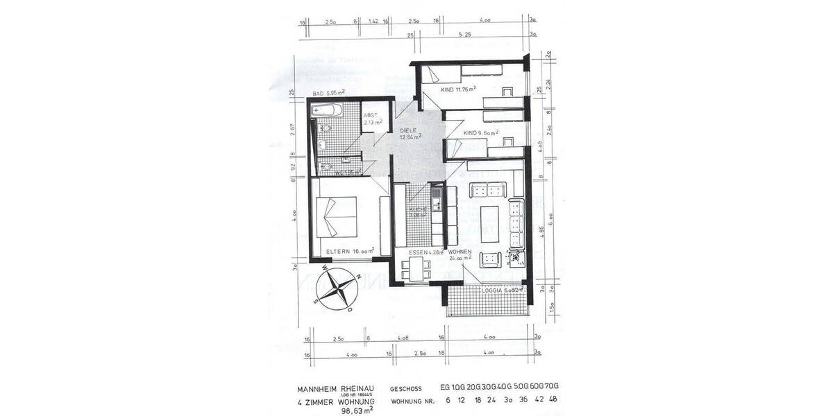 Etagenwohnung Mannheim Rheinau - 4 Zimmer, 99 m&sup2;, 320.000&euro; | Angebot:26053480