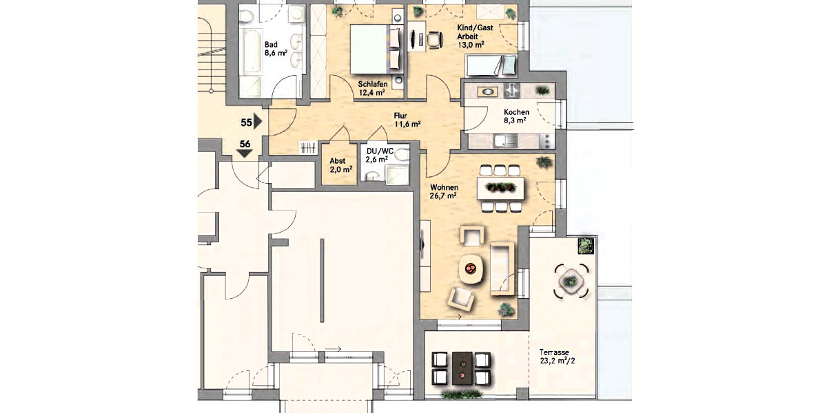 Etagenwohnung Dresden Äußere Neustadt - 3 Zimmer, 96 m&sup2;, 1.400&euro; | Angebot:26307473