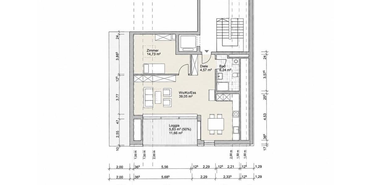 Dachgeschoßwohnung Bad Birnbach Asenham - 2 Zimmer, 70 m&sup2;, 985&euro; | Angebot:26578655