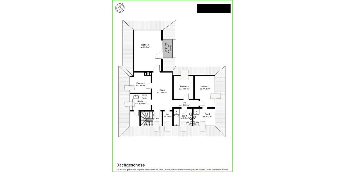 Dachgeschoßwohnung Hamburg Niendorf - 4 Zimmer, 101 m&sup2;, 1.800&euro; | Angebot:26407335