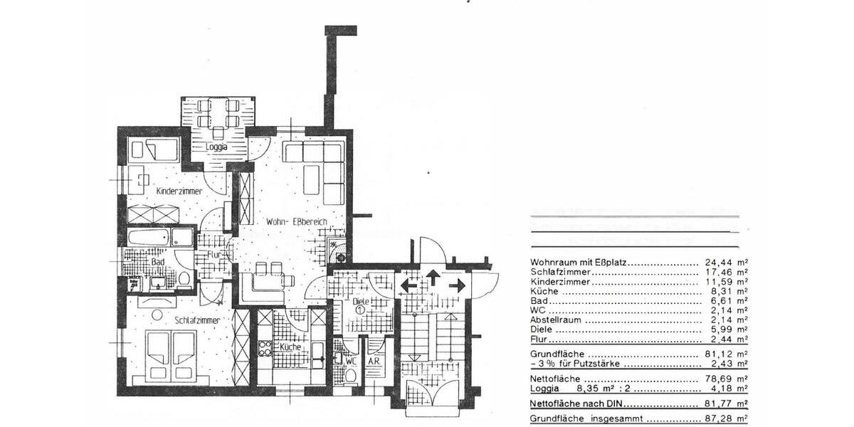 Etagenwohnung Weiden in der Oberpfalz - 3 Zimmer, 82 m&sup2;, 289.000&euro; | Angebot:27249702