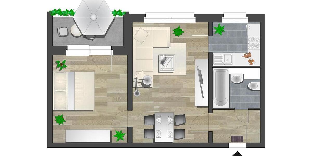 Erdgeschoßwohnung Chemnitz Adelsberg - 2 Zimmer, 44 m&sup2;, 250&euro; | Angebot:26682179
