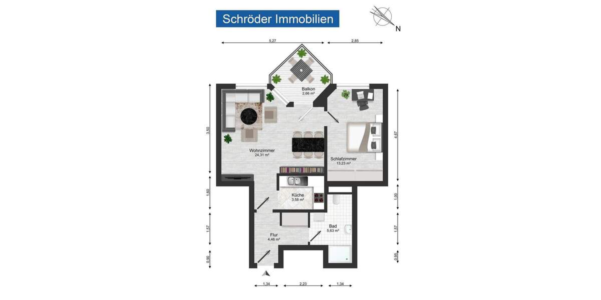 Etagenwohnung Stade - 2 Zimmer, 52 m&sup2;, 159.000&euro; | Angebot:25815571