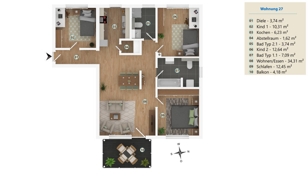 Etagenwohnung Nürnberg Gaismannshof - 4 Zimmer, 95 m&sup2;, 1.398&euro; | Angebot:26741224