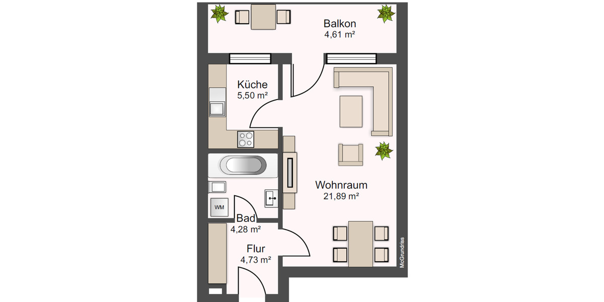 Etagenwohnung Brüggen - 1 Zimmer, 41 m&sup2;, 88.800&euro; | Angebot:24794000