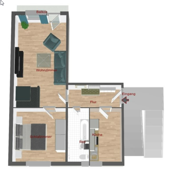 2 Zimmer Wohnung mit Einbauküche und Balkon - Appartement Gatersleben Gatersleben | Angebot:17554450