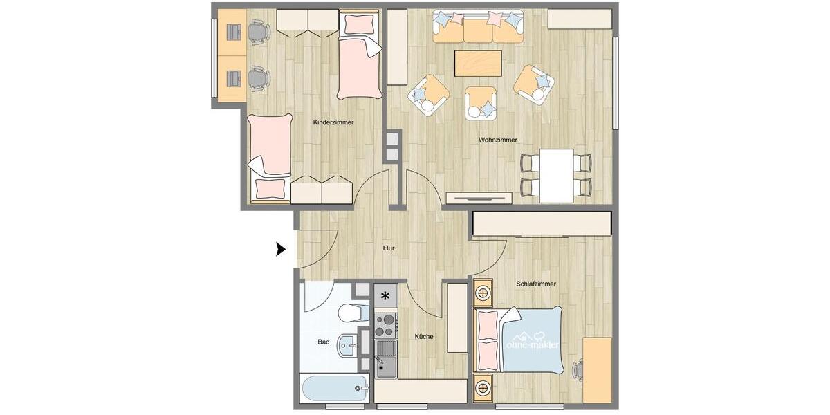 Etagenwohnung Bamberg Gereuth - 3 Zimmer, 80 m&sup2;, 239.000&euro; | Angebot:26857164