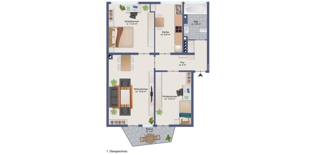 Etagenwohnung Bremen Östliche Vorstadt - 3 Zimmer, 68 m&sup2;, 275.000&euro; | Angebot:26412872