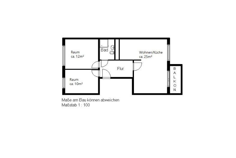 Etagenwohnung Halle (Saale) Silberhöhe - 3 Zimmer, 56 m&sup2;, 269&euro; | Angebot:26378601