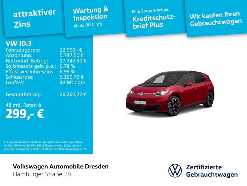 VW ID.3 26.064 km 22.990 € Dresden 01067