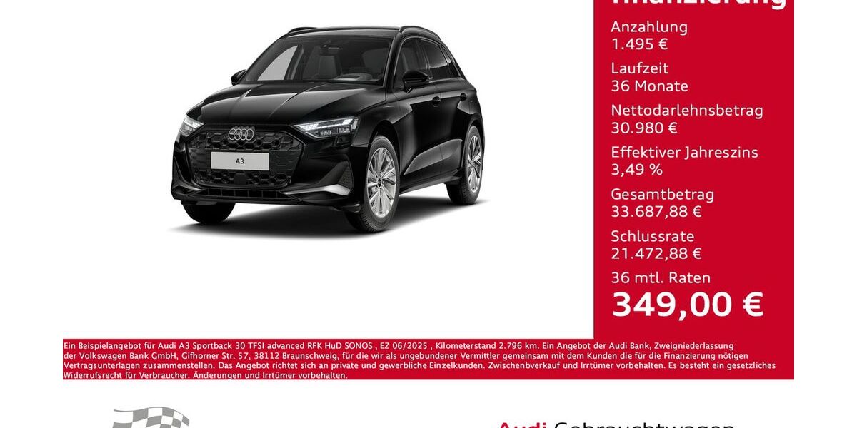 Audi A3 2.796 km 31.975 &euro; Bernsdorf 09337