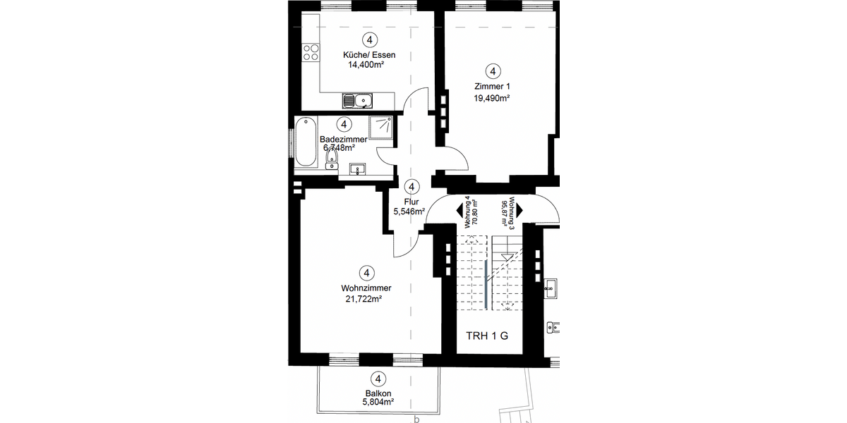 Etagenwohnung Petershagen Petershagen - 2 Zimmer, 71 m&sup2;, 298.000&euro; | Angebot:26212510