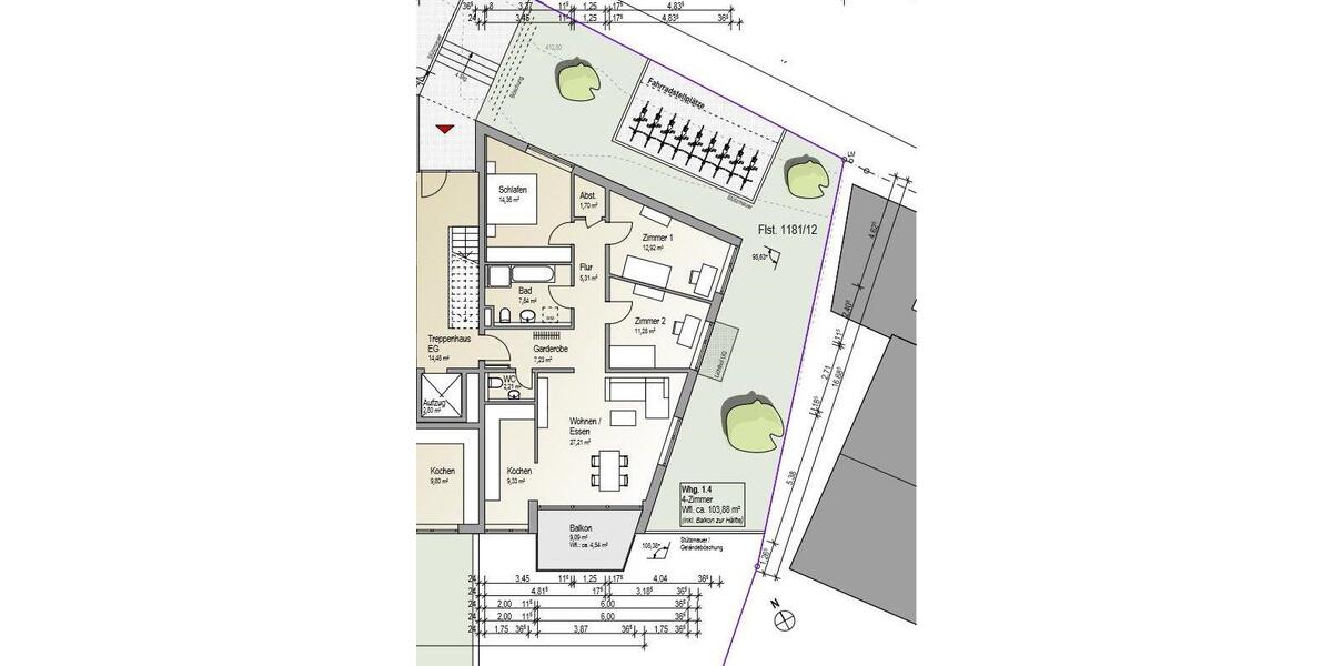 Hochparterre Radolfzell am Bodensee - 4 Zimmer, 104 m&sup2;, 1.400&euro; | Angebot:26341248