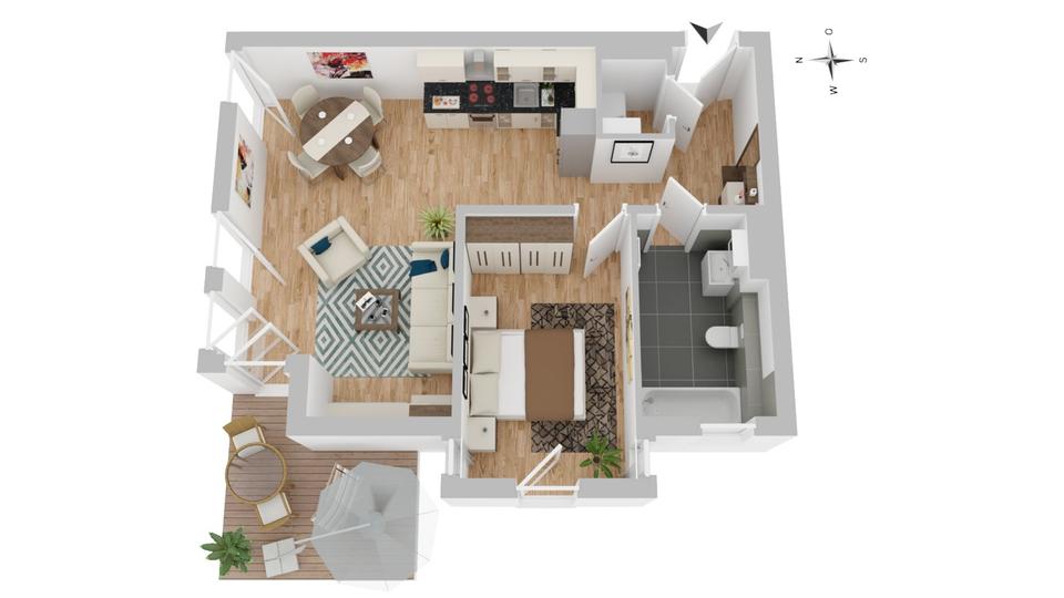Erdgeschoßwohnung Rostock Hohe Düne - 2 Zimmer, 67 m&sup2;, 1.700&euro; | Angebot:26133252