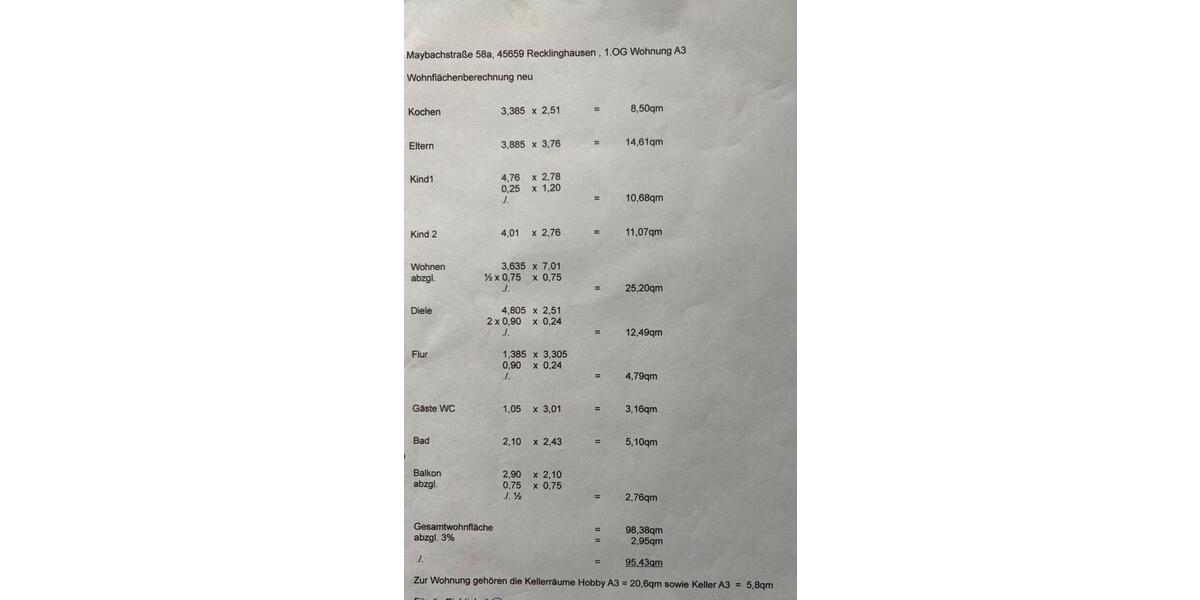 Etagenwohnung Recklinghausen Hillerheide - 3 Zimmer, 93 m&sup2;, 205.000&euro; | Angebot:25053116