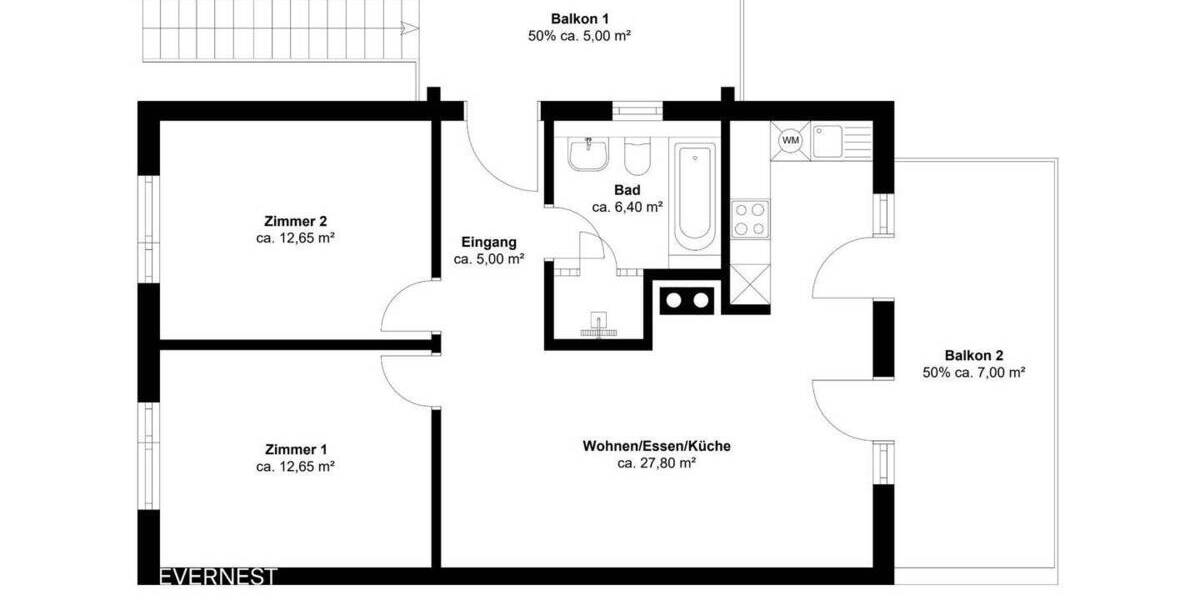 Etagenwohnung Kappeln - 3 Zimmer, 82 m&sup2;, 399.000&euro; | Angebot:25799874