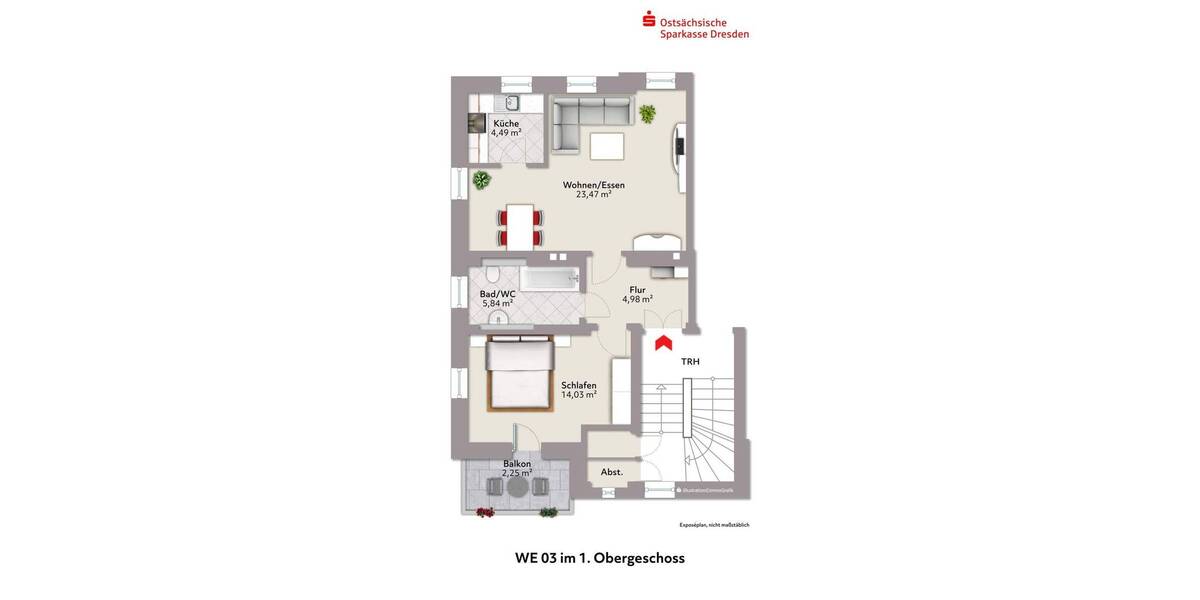 Etagenwohnung Dresden Cotta - 2 Zimmer, 55 m&sup2;, 149.400&euro; | Angebot:26310485