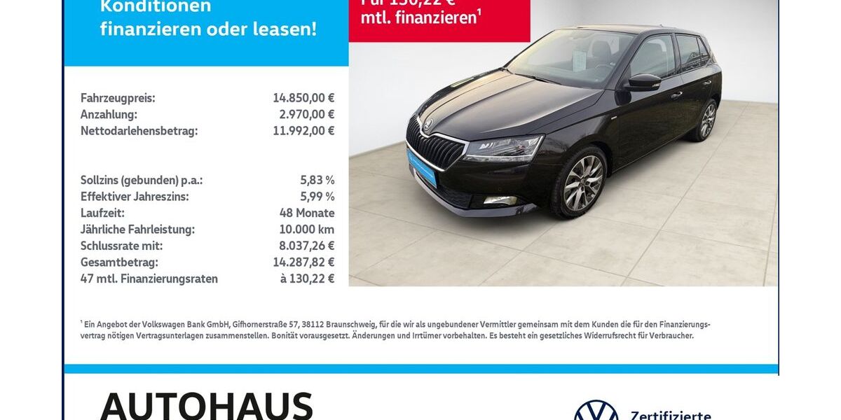 Skoda Fabia 38.808 km 14.780 &euro; Bitterfeld-Wolfen 06749